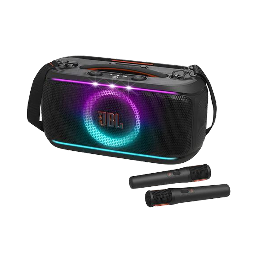 JBL Partybox ON-THE-GO 2 Portable party speaker with two wireless digital mics