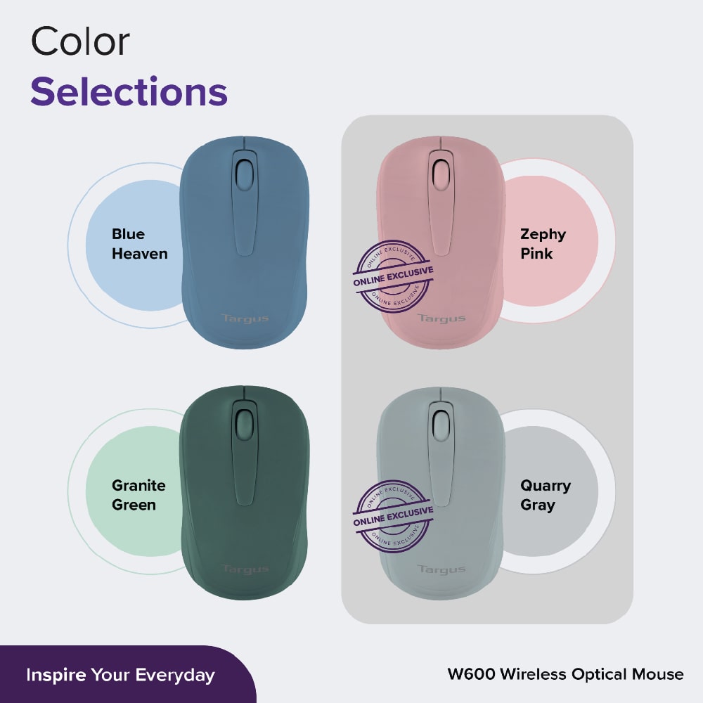 Targus W600 Wireless Optical Mouse | Compatible With Windows® And Mac® | 1,600DPI Optical Sensor