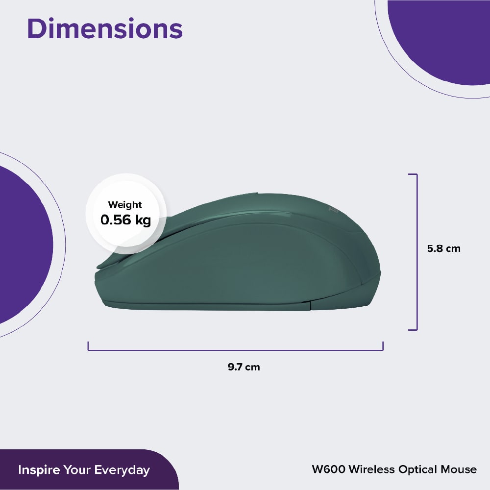 Targus W600 Wireless Optical Mouse | Compatible With Windows® And Mac® | 1,600DPI Optical Sensor