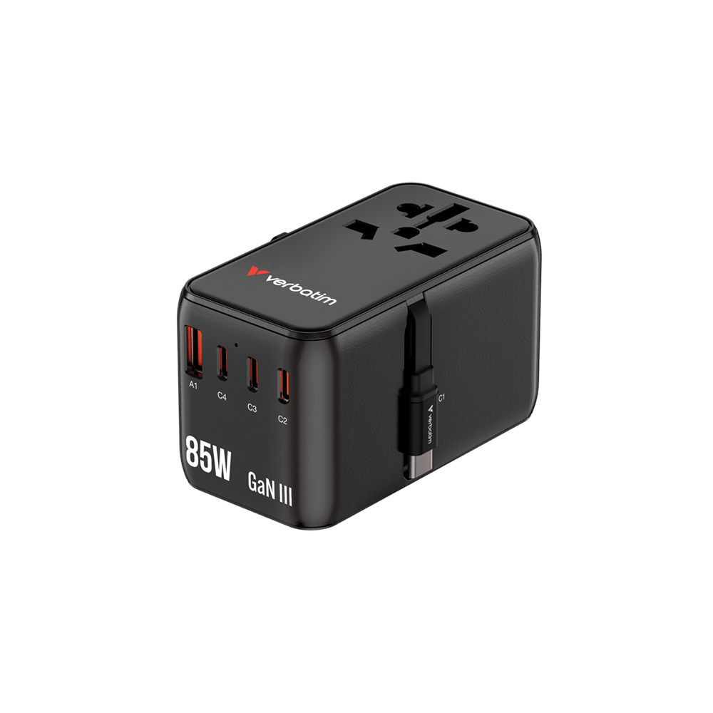 Verbatim Charge &lsquo;n&rsquo; Travel Adapter with Retractable Cable