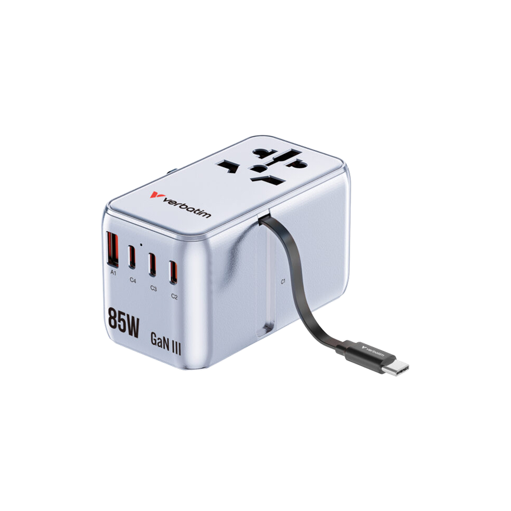 Verbatim Charge &lsquo;n&rsquo; Travel Adapter with Retractable Cable