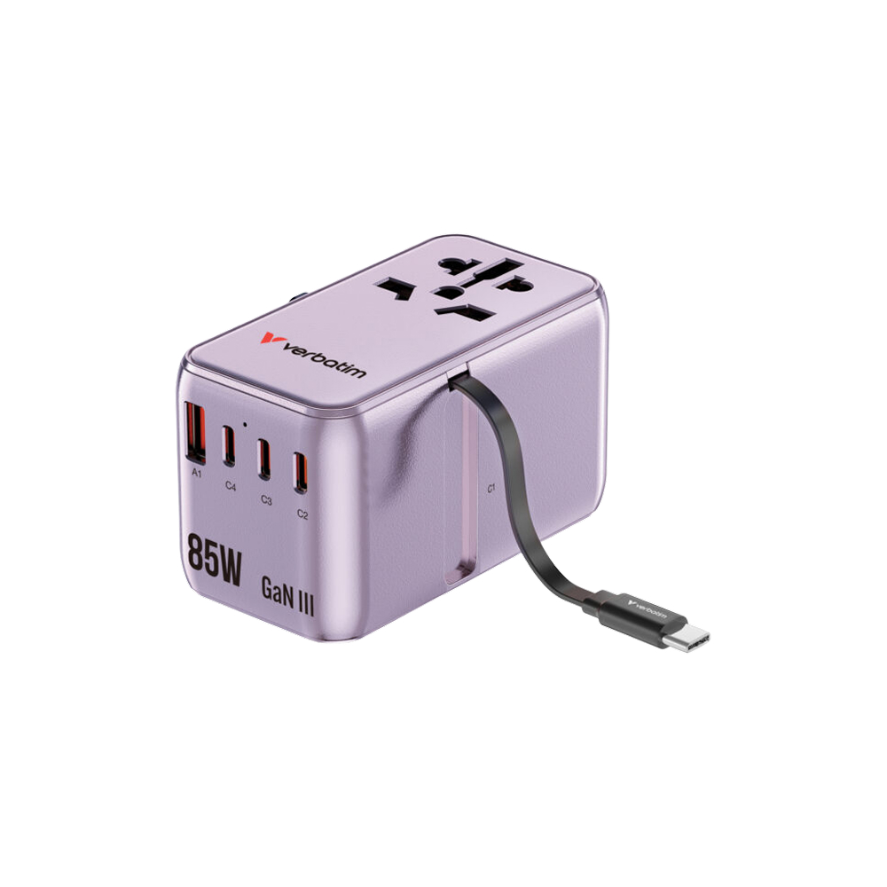 Verbatim Charge &lsquo;n&rsquo; Travel Adapter with Retractable Cable