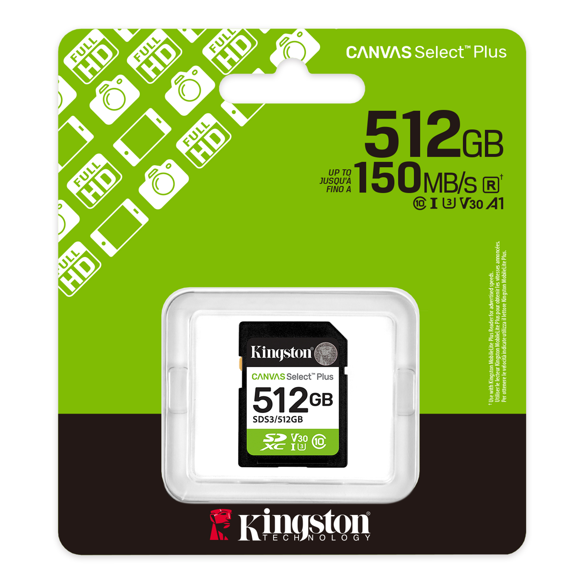 KINGSTON SD Card Secure Digital Canvas Select Plus Gen3 Memory Card (512GB/1TB)