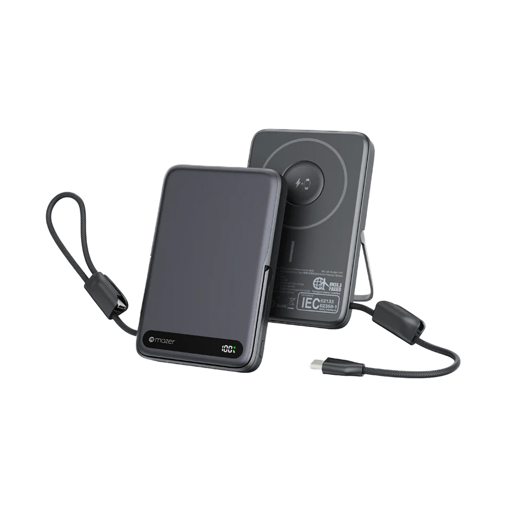 Mazer MagLink19 CCC Magnetic Wireless Power Bank with Built-in Cable