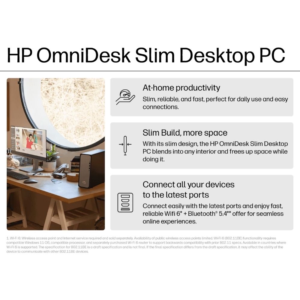 HP OmniDesk Slim DT S03-0047d Desktop | Intel Core i3-14100