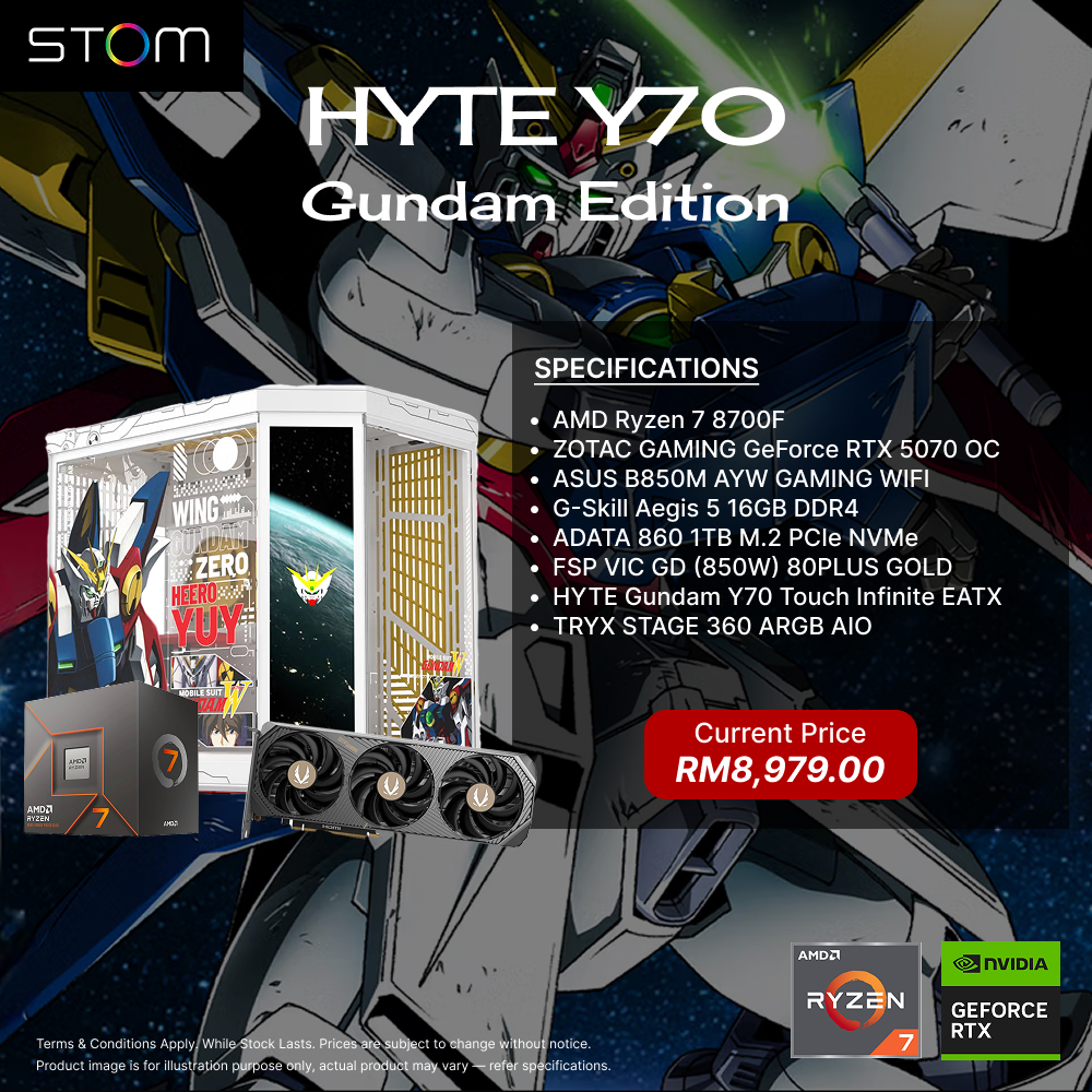 STOM PC Build Package - HYTE Y70 Gundam Edition