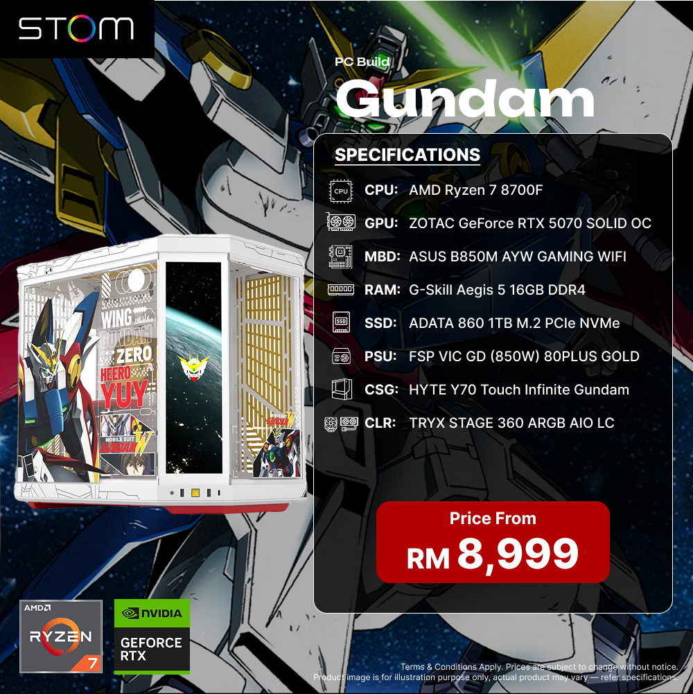 STOM PC Build Package - HYTE Y70 Gundam Edition