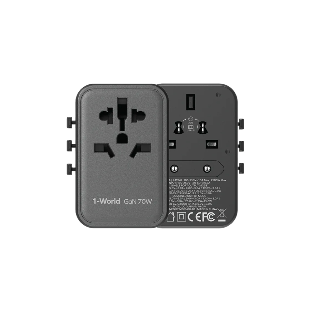 Momax 1-World GaN 70W Universal Travel Adapter