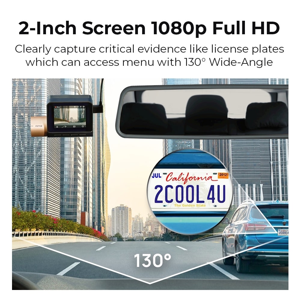 70mai Car Recorder Lite 2 D10 Dashcam with Superior Night Vision, 2" LCD Screen