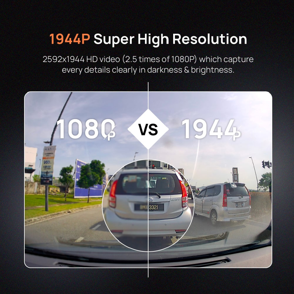 70mai A500s Dash Cam Pro Plus 1944P Car Recorder with GPS ADAS, Night Vision