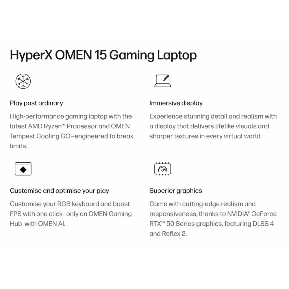 HP HyperX Omen 15-gb0040AX Laptop | GeForce RTX5050 | AMD Ryzen 5 240