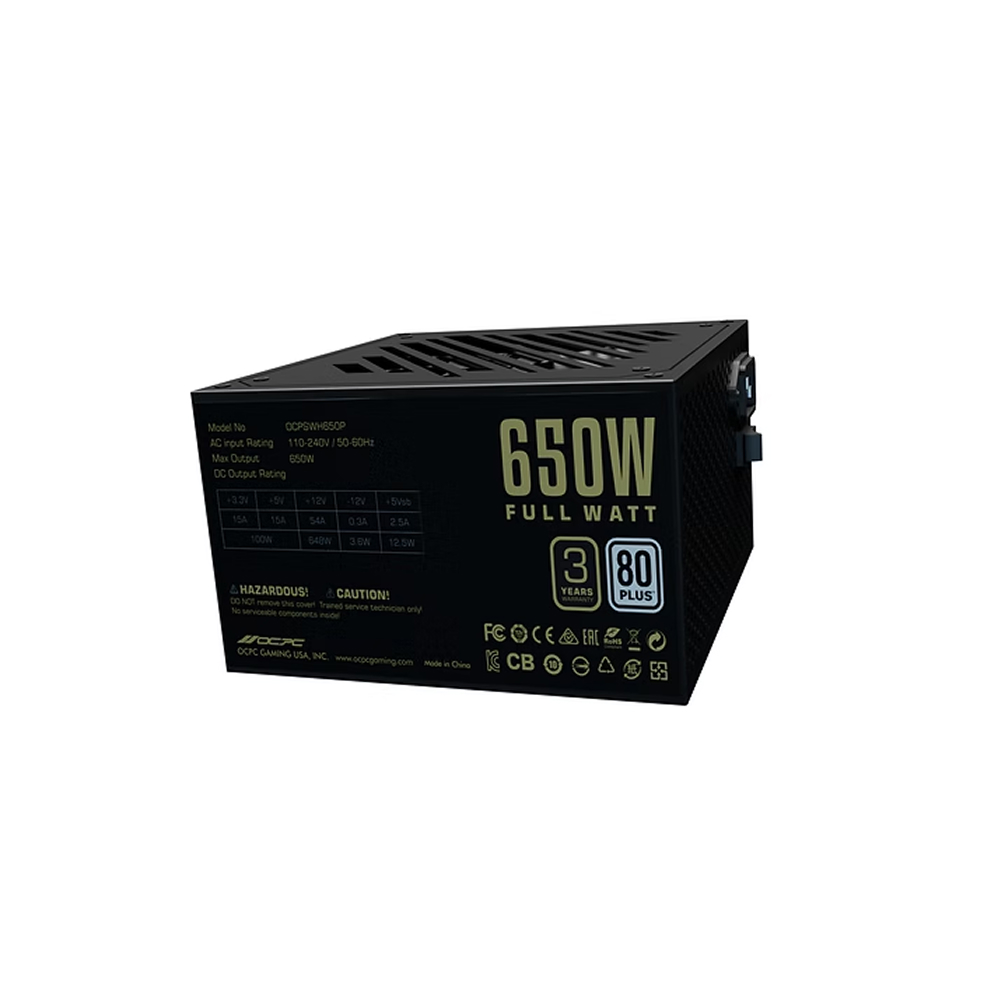 OCPC ENERGIA WH650P (650W) 80PLUS WHITE ATX Power Supply