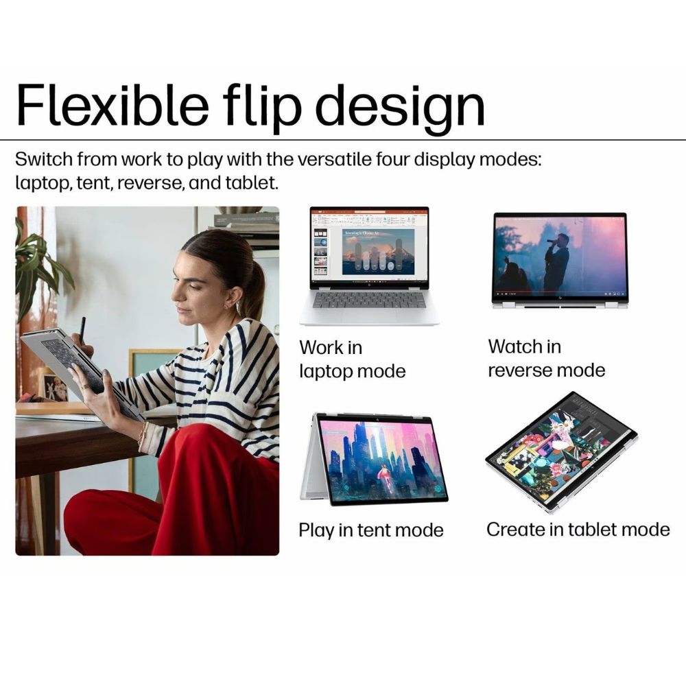 HP OmniBook X Flip 14-fk0119AU | AMD Ryzen AI 5 340 | 16GB OB RAM 512GB SSD | 14" 2K Touch | MS OFFICE | W11 | 2 years warranty
