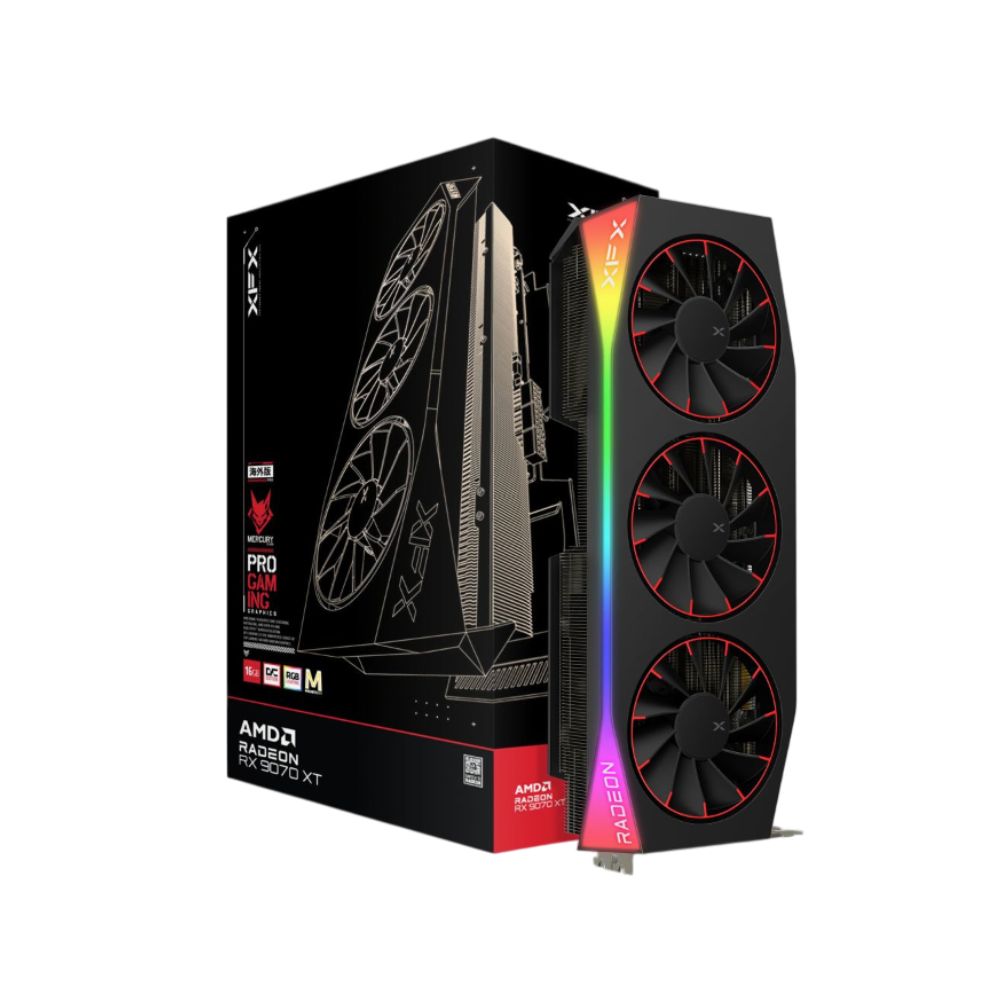 (ThunderShockz) XFX Mercury Radeon RX 9070 XT OC Magnetic Air RGB 16GB GDDR6 Graphics Card