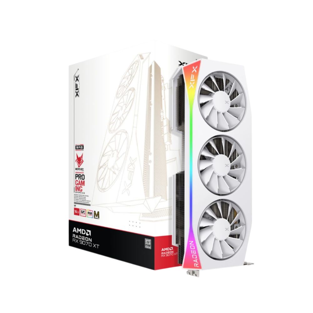 (ThunderShockz) XFX Mercury Radeon RX 9070 XT OC Magnetic Air RGB 16GB GDDR6 Graphics Card