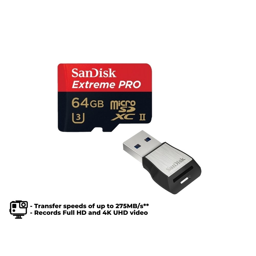 SanDisk MicroSD Extreme PRO UHS-II C10 U3 With USB 3.0 Card Reader Memory Card