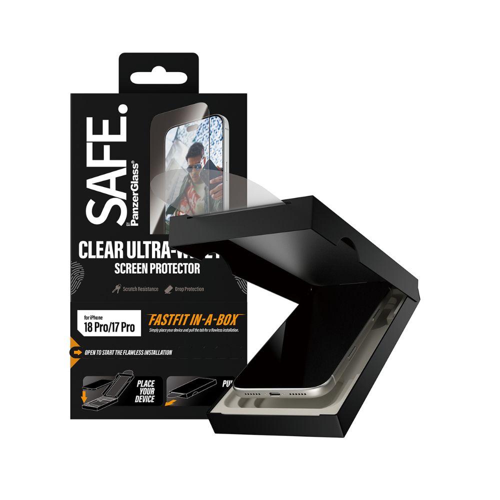 SAFE. by PanzerGlass&reg; Screen Protector iPhone 18 Series | Ultra-Wide Fit w. Fast Fit In A Box