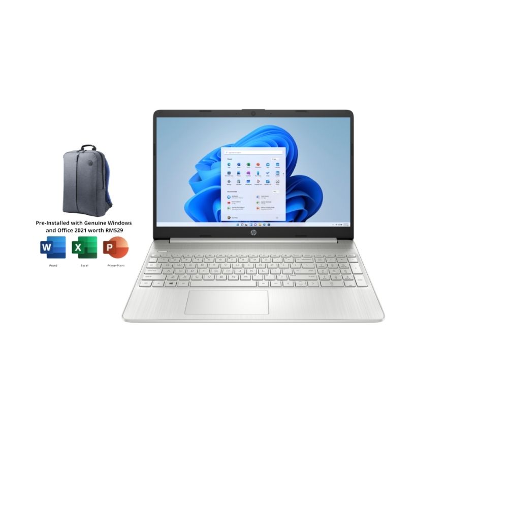HP 15s-fq2669TU 6N1S2PA Silver Laptop | i3-1115G4 | 8GB RAM 512GB SSD | 15.6" FHD | W11 | MS OFFICE + BAG