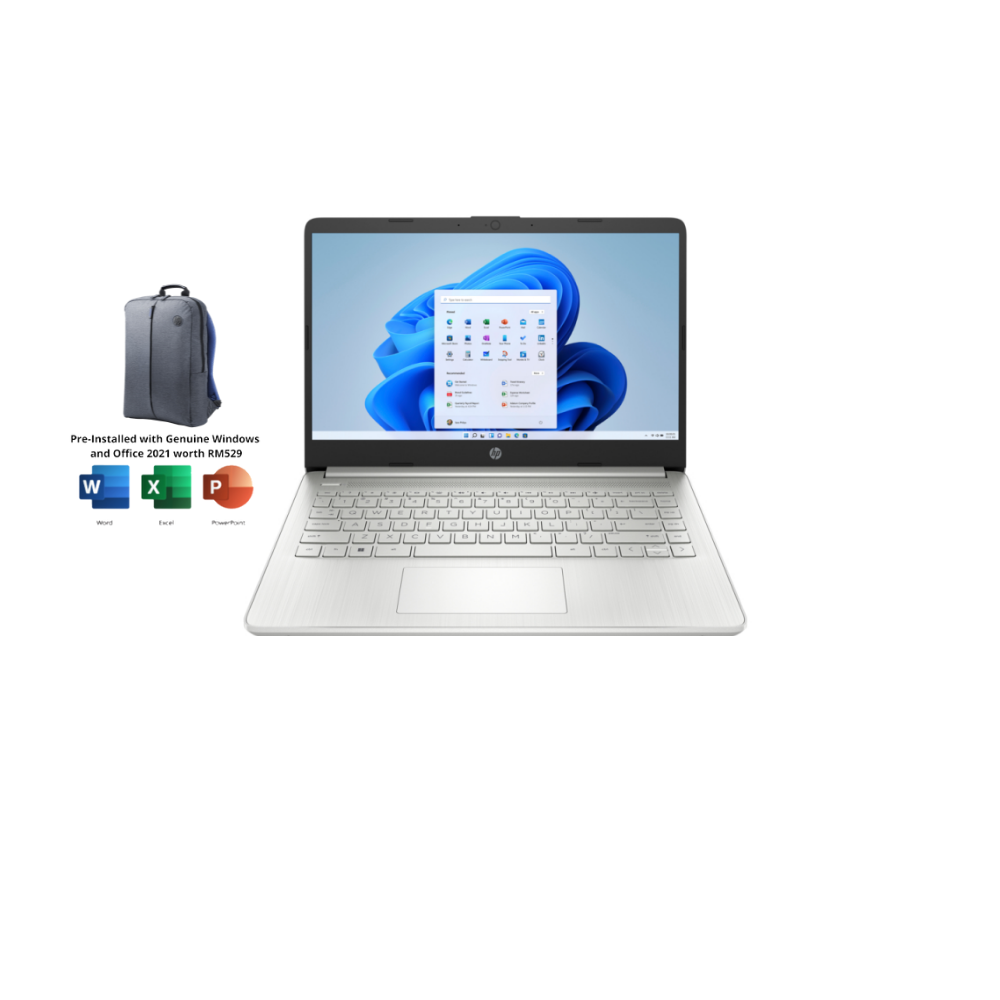HP 14s-dq2625TU 6N1S1PA Natural Silver Laptop | i3-1115G4 | 8GB RAM 512GB SSD | 14