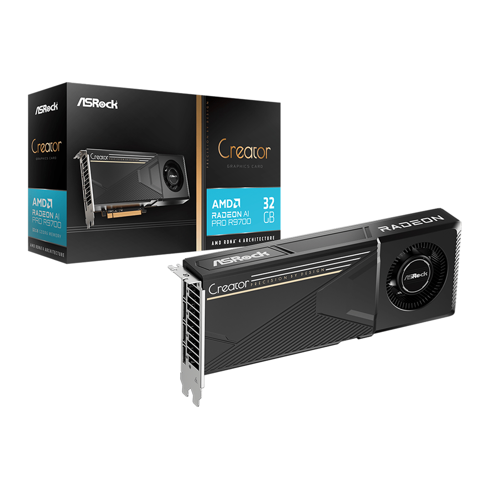 ASRock Radeon AI PRO R9700 Creator 32GB GDDR6 Graphics Card