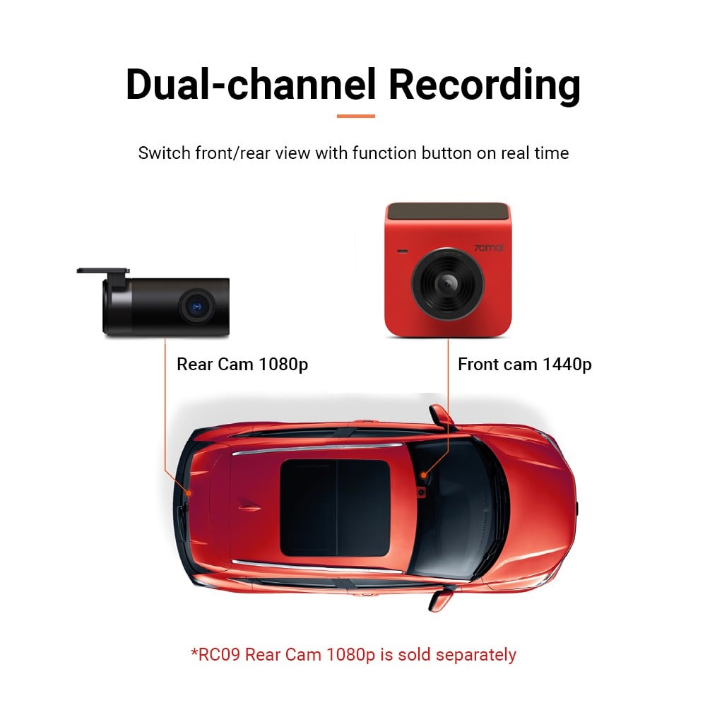 70mai A400 Car Recorder Night Vision Rear Dash Cam QHD 1440P