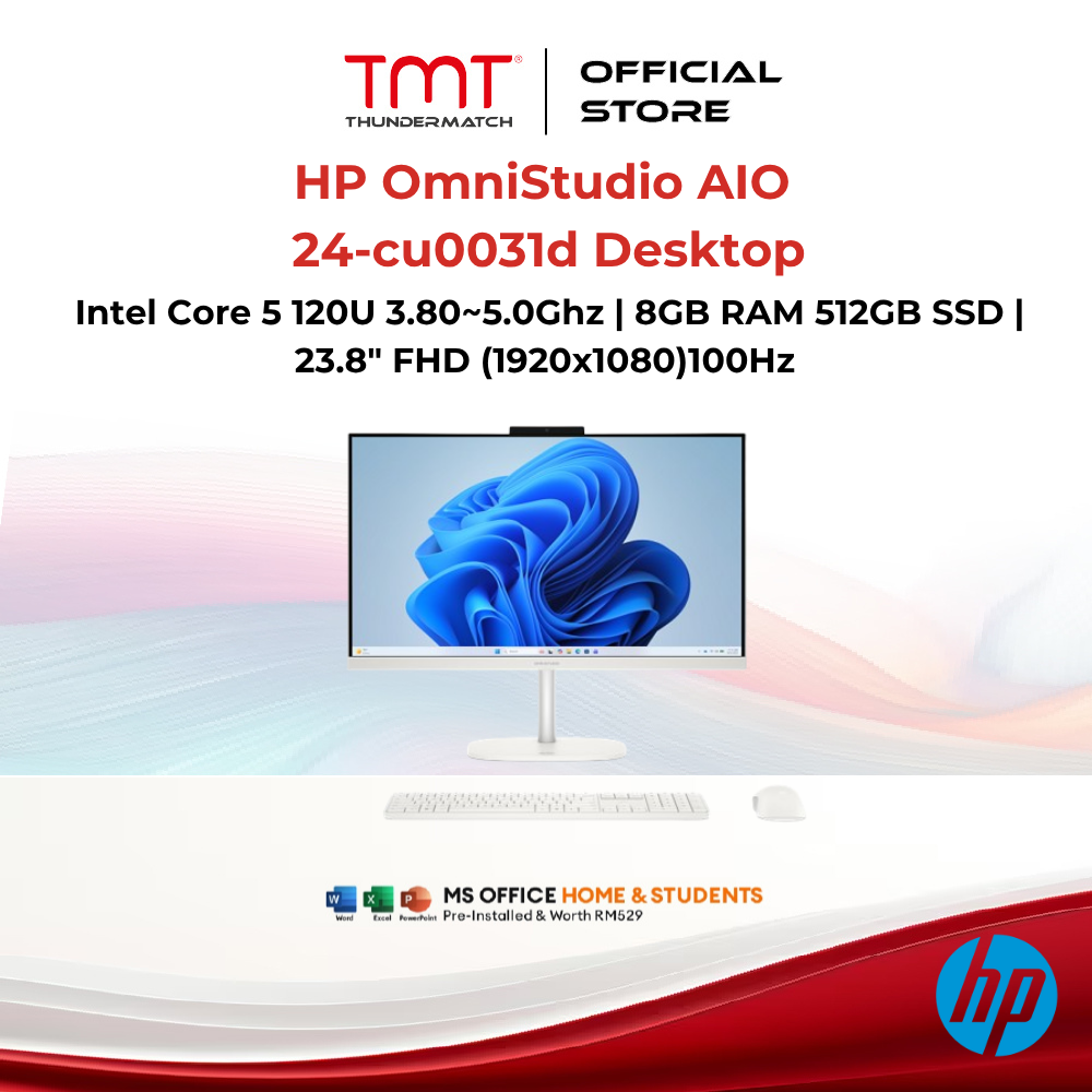 HP OmniStudio AIO 24-cu0031d DEsktop | Intel Core 5 120U 3.80~5.0Ghz | 8GB RAM 512GB SSD