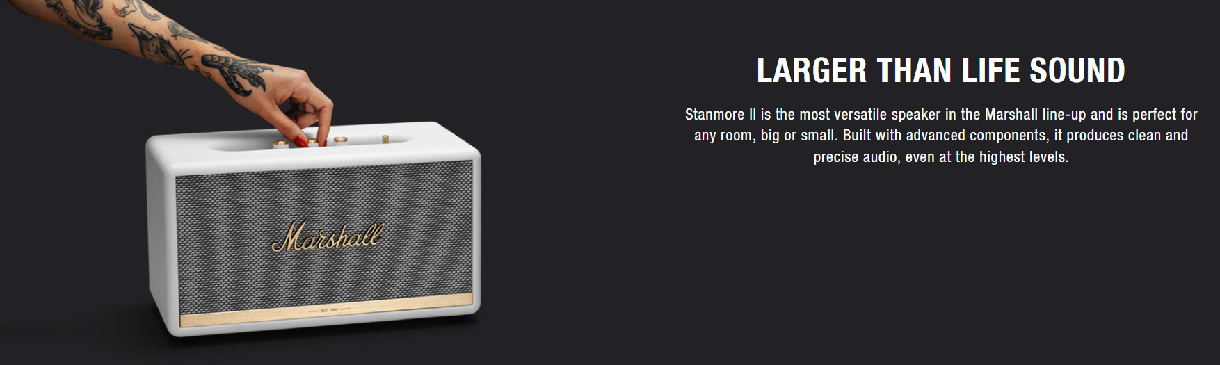 Marshall Stanmore II Bluetooth Speaker - Black / White (1 Year Warranty)