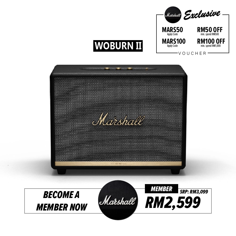 Marshall Woburn II Bluetooth Speaker - Black (1 Year Warranty)
