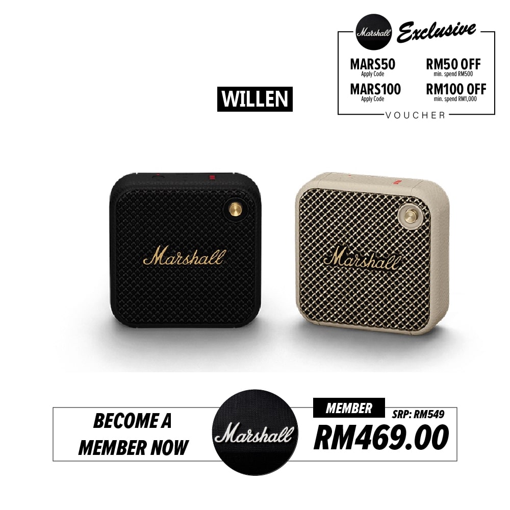 Marshall Willen Bluetooth Portable Speaker - 1 Year Warranty