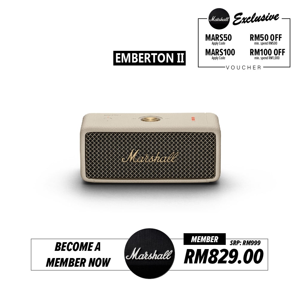 Marshall Emberton II Portable Bluetooth Speaker (1 Year Warranty)