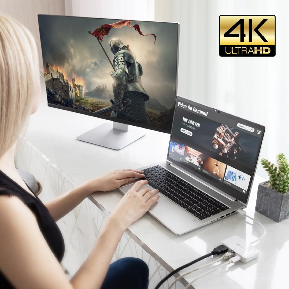 J5Create USB-C to 4K HDMI™ Ethernet Adapter with 100W PD (JCA351)
