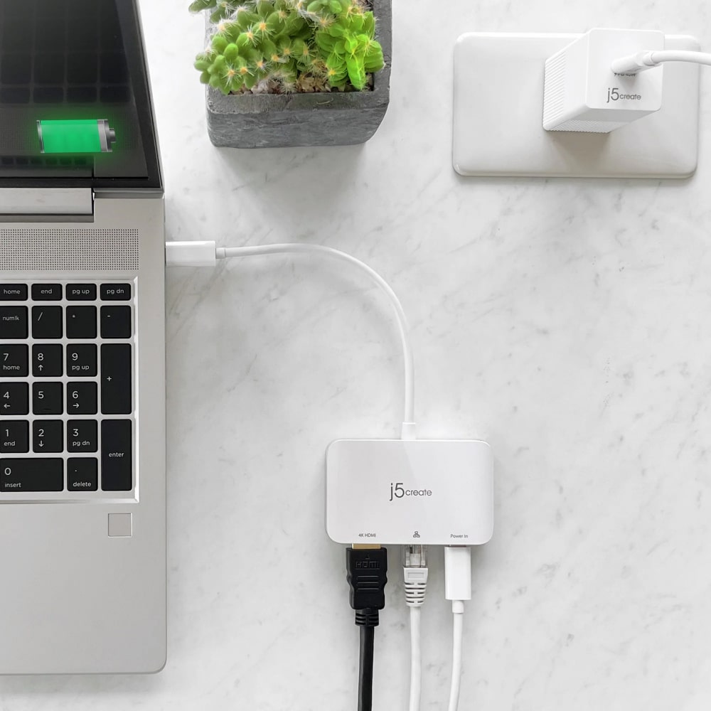 J5Create USB-C to 4K HDMI™ Ethernet Adapter with 100W PD (JCA351)