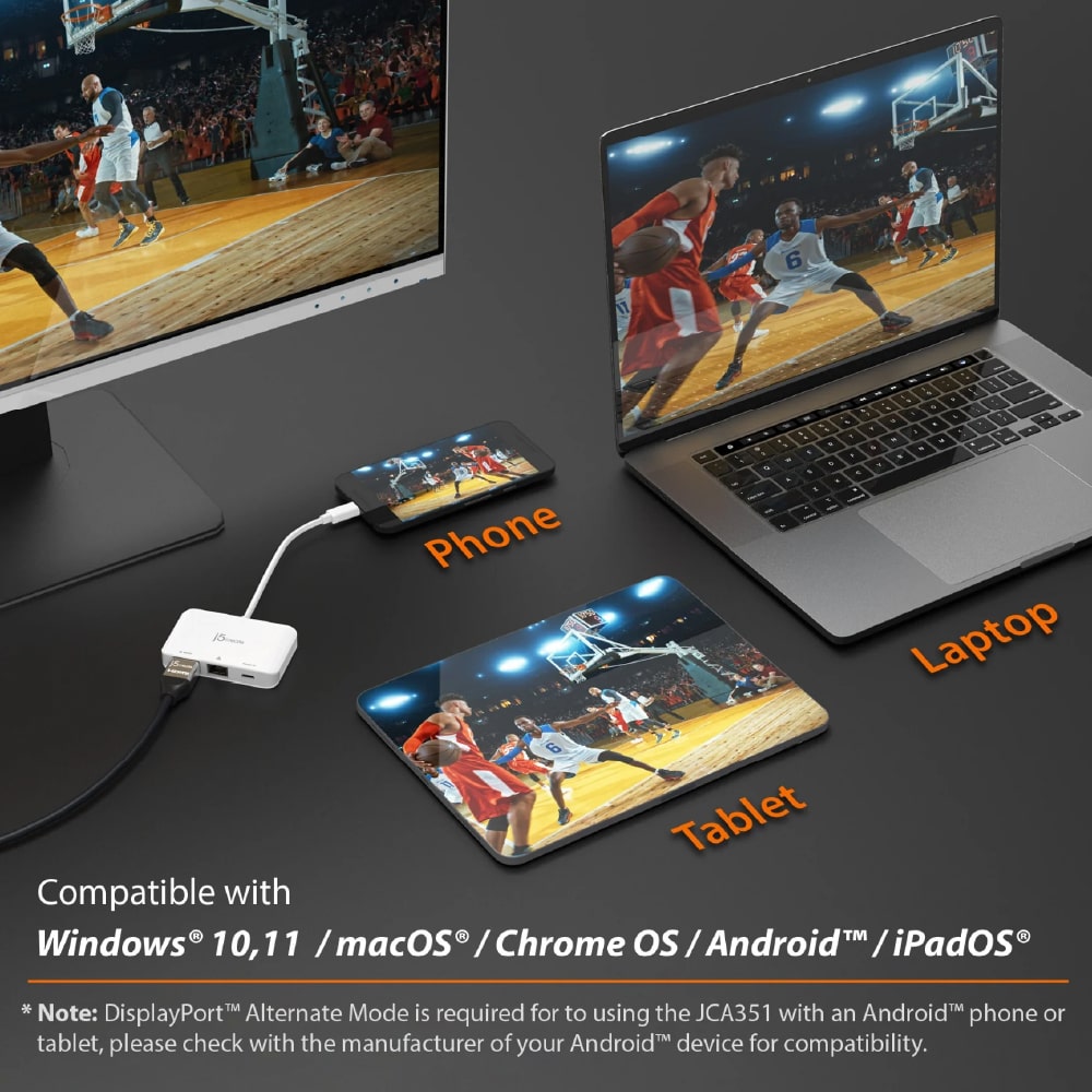 J5Create USB-C to 4K HDMI™ Ethernet Adapter with 100W PD (JCA351)