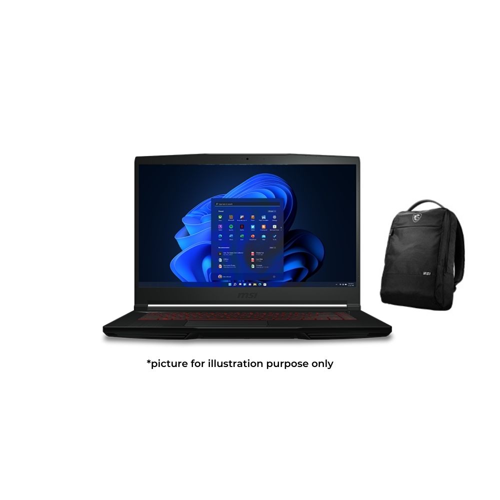 MSI Gaming GF63 Thin 11SC-888MY Black Laptop | i5-11400H | 8GB RAM 512GB SSD | 15.6" FHD | NVIDIA® GeForce GTX™ 1650 | W11 | Bag
