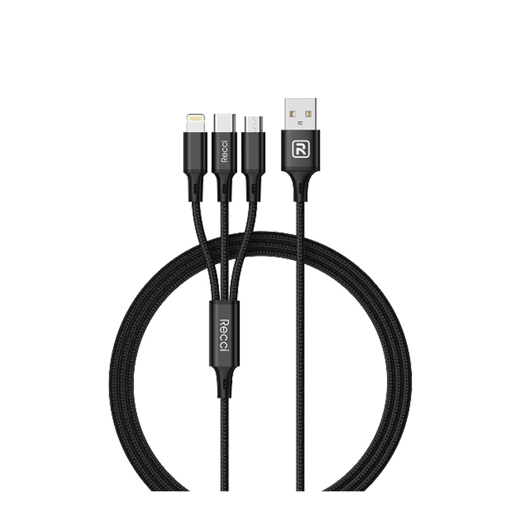 Recci Fastwind RCS-D120 3 in 1 Cable 1.2M Black