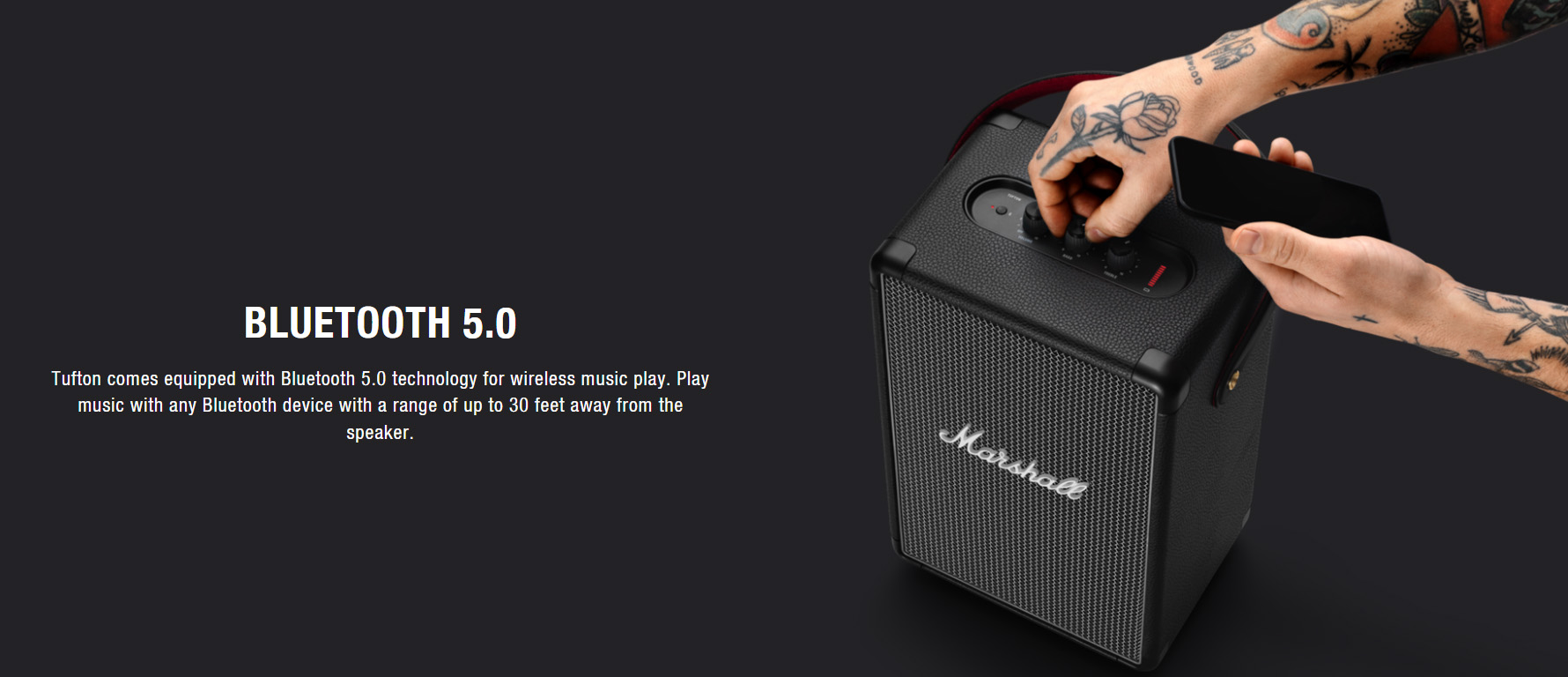 Marshall TUFTON Portable Bluetooth Speaker (Black&Brass) (1 Year Warranty)