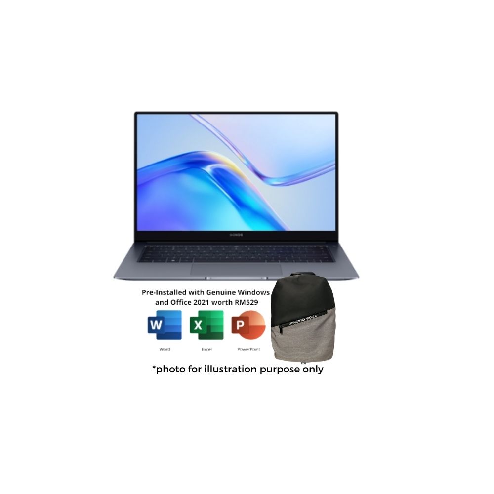 Honor MagicBook X14 HON-5301ADRQ Space Grey Laptop | i3-1135G4 | 8GB RAM 512GB SSD | 14" FHD | Intel® UHD Graphics | W11 | FingerPrint&Hall Sensor | MS OFFICE+BAG