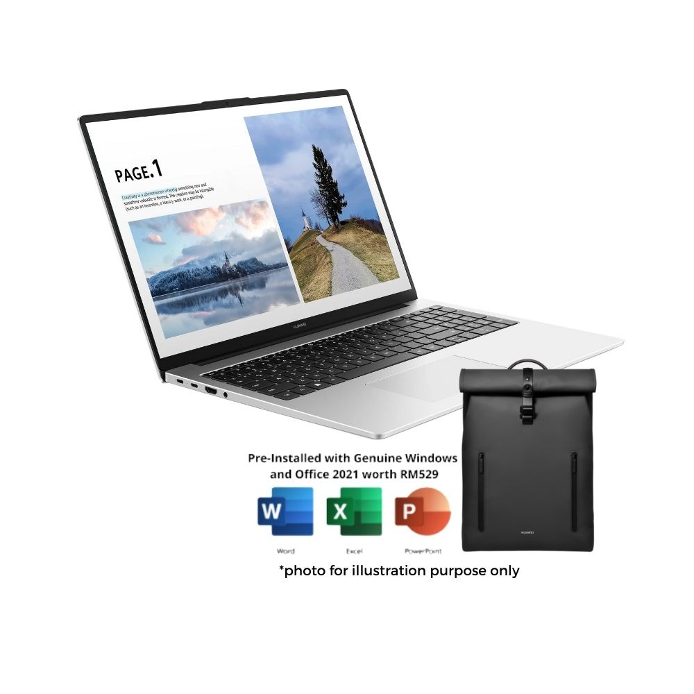 Huawei MateBook D16 2022 Silver Laptop | i7-12700H | 16GB RAM 512GB SSD | 16" WUXGA | Iris® Xe | W11 | MS OFFICE | 2Y Warranty