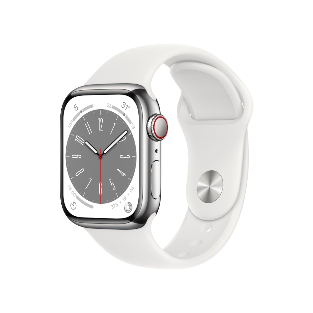 Apple Watch Series 8 Stainless Steel Case with Sport Band (GPS + Cellular)