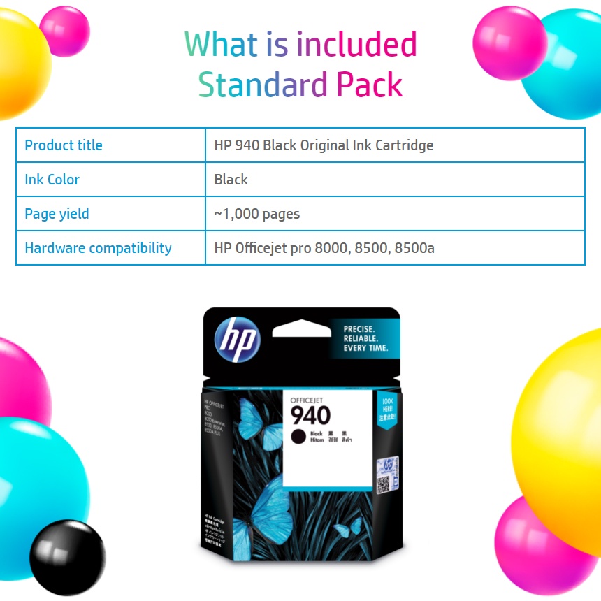 HP 940 Black Ink Catridge - OJ8500A/AP