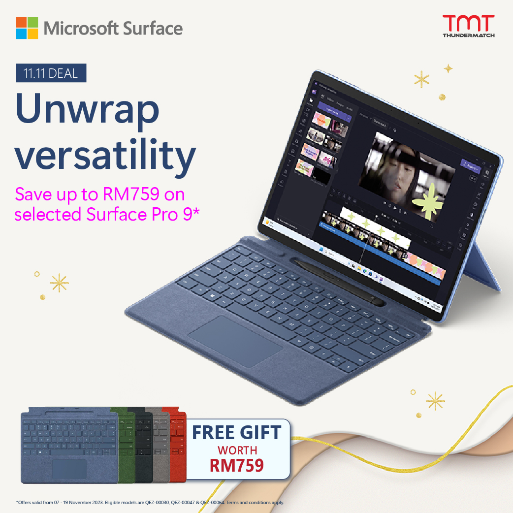 Microsoft Surface Pro 9 ( Platinum / Graphite / Sapphire / Forest ) 13" Touch + Signature Cover Worth RM759