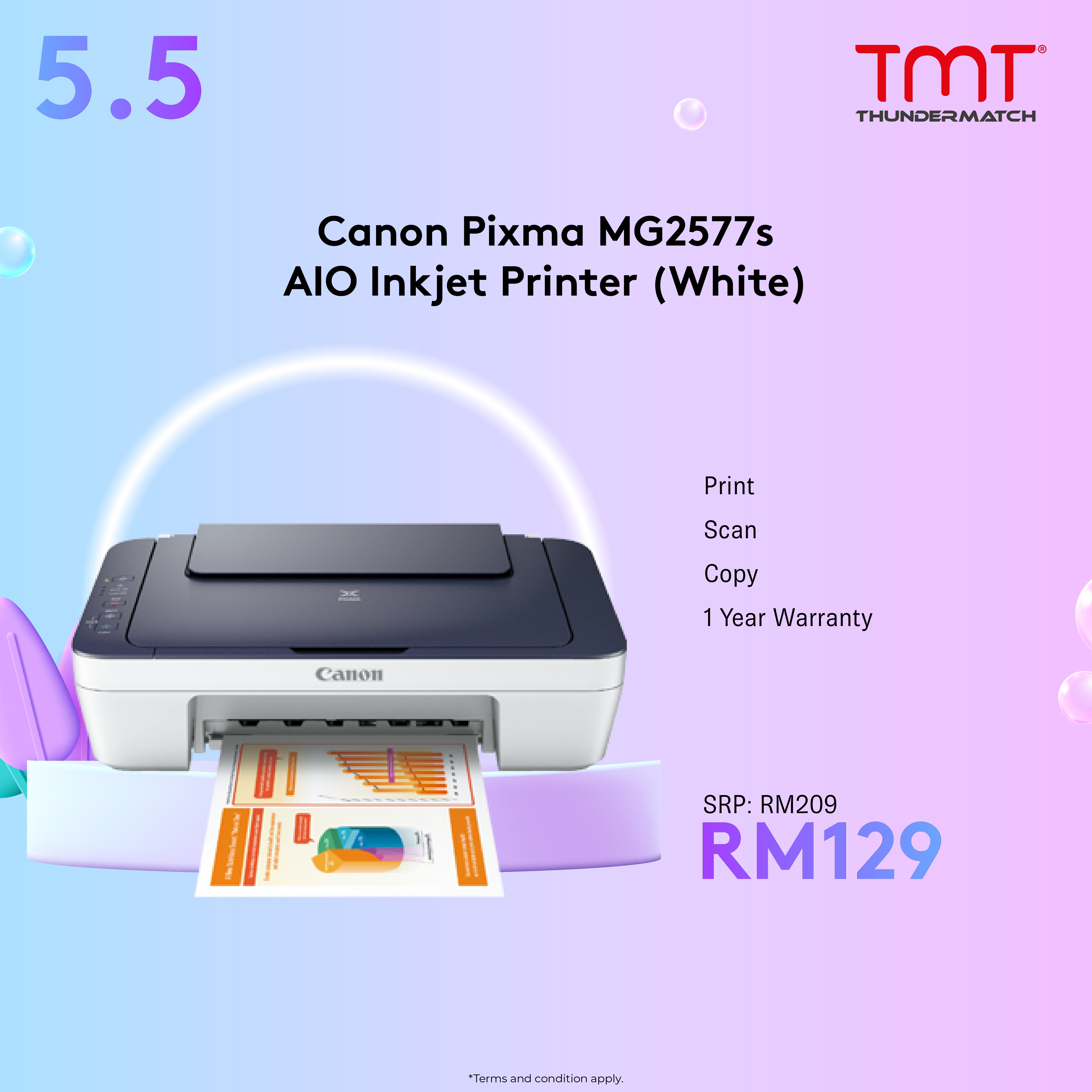[CLEARANCE] Canon Pixma MG2577s All in One Inkjet Printer | 1Y Canon OnSite Warranty (Tel: 1800-18-2000)