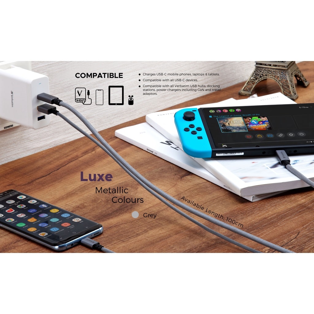 Verbatim Sync & Charge E Marker Metallic Type-C Cable 1m | USB 3.2