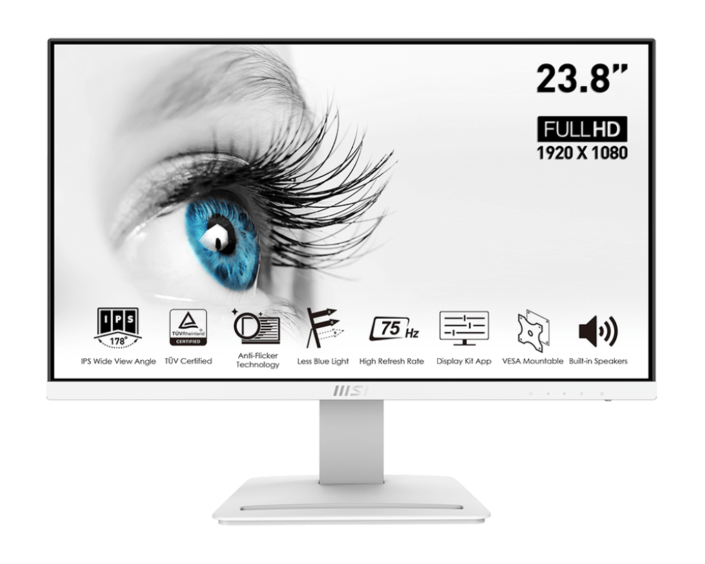 MSI PRO MP243W 23.8" Monitor | 5ms / 75Hz / 1920x 1080 FHD / Flat / IPS Panel | HDMI / DP / Headphone-out / 3-Y Warranty