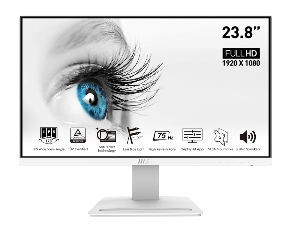 MSI PRO MP243W 23.8" Monitor | 5ms / 75Hz / 1920x 1080 FHD / Flat / IPS Panel | HDMI / DP / Headphone-out / 3-Y Warranty