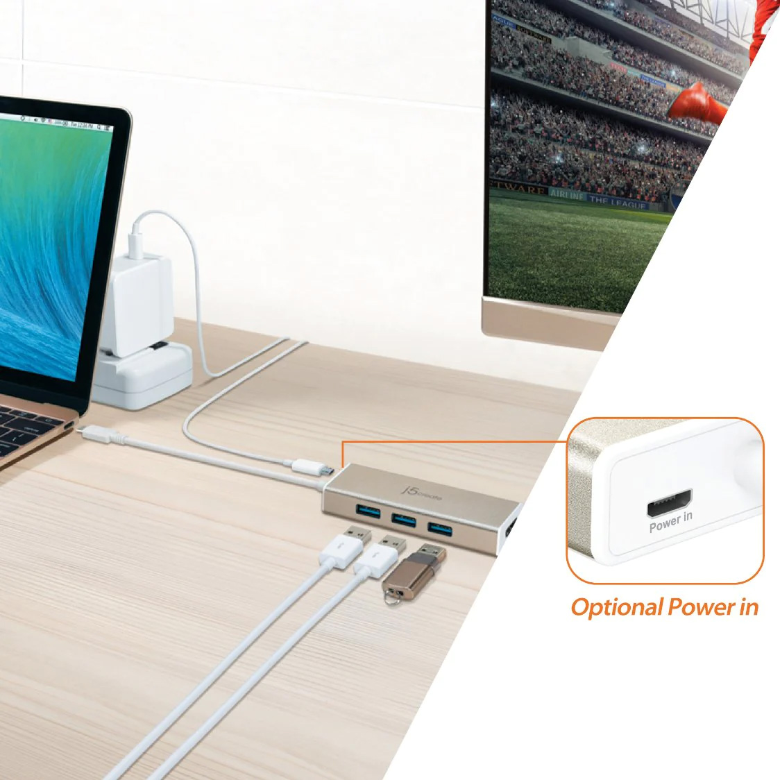 JCH347 USB3.1 Type-C 3 Port Hub with SD / TF Card Reader