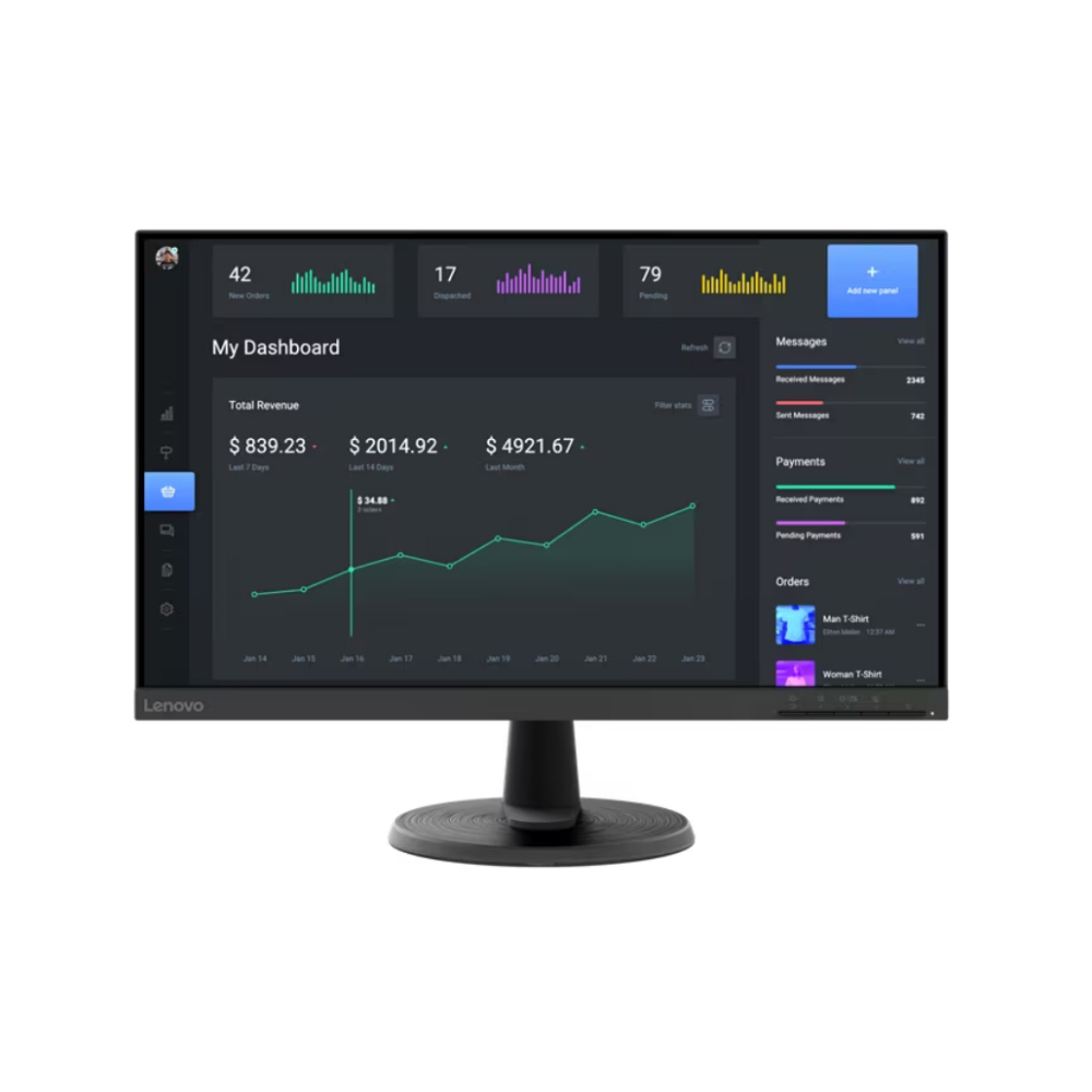 Lenovo D24-40 Monitor (67A2KAC6MY)-23.8" | 4ms | 75Hz | FHD | VA Panel | HDMI | VGA | AMD Free Sync | 3 Years Warranty