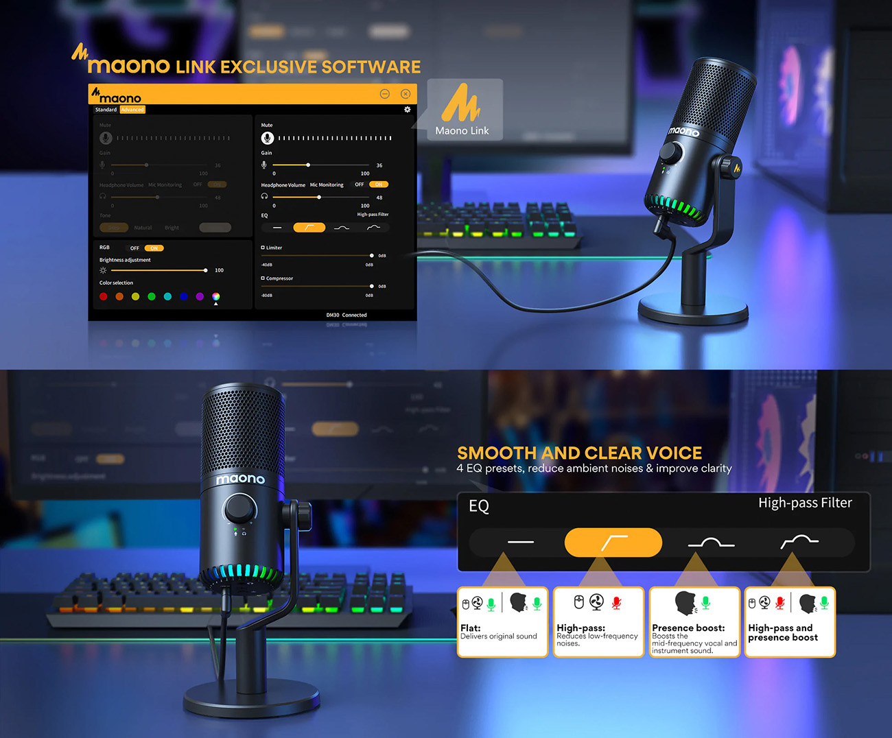 Maono DM30 RGB Programmable USB Condenser Microphone