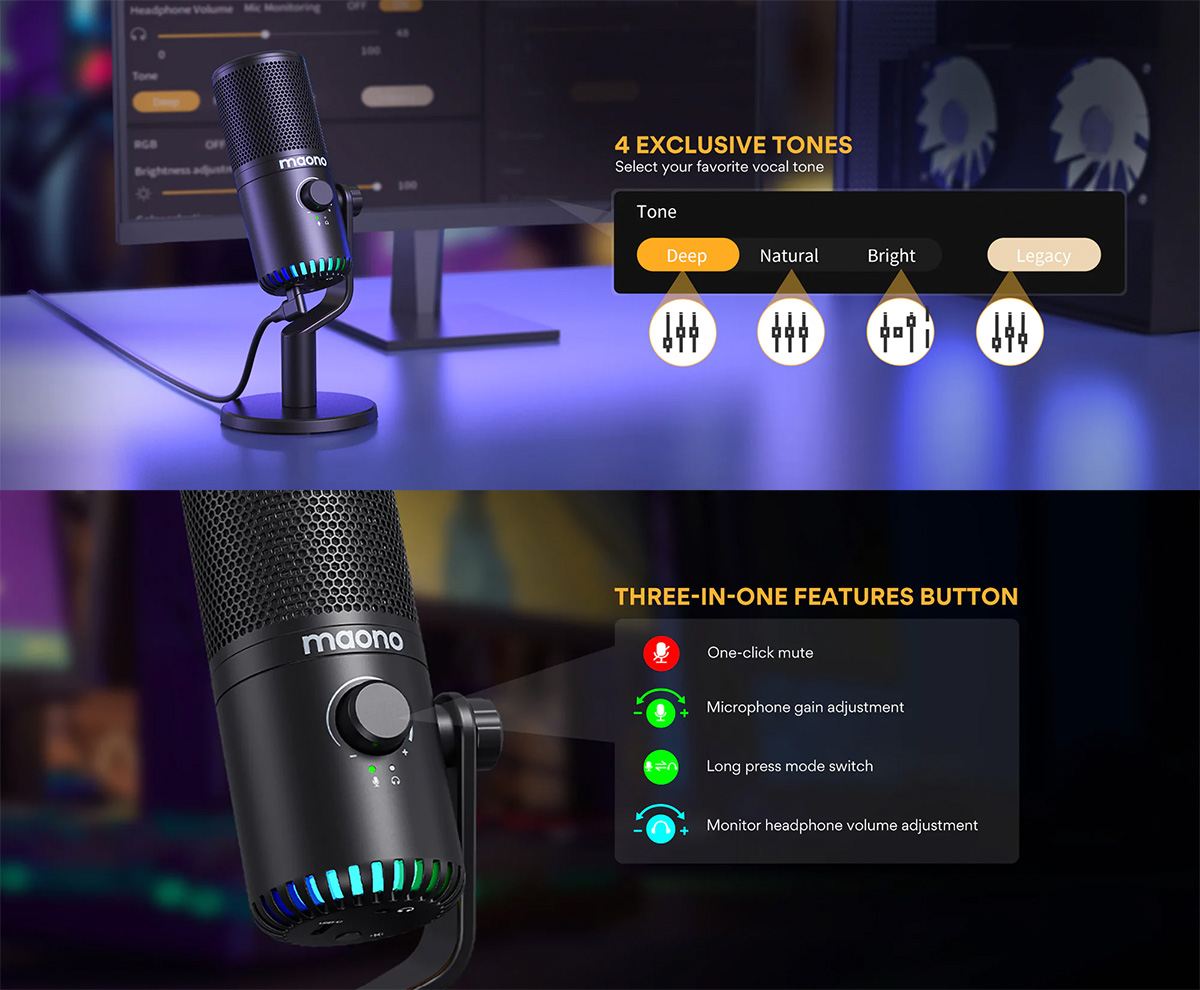 Maono DM30 RGB Programmable USB Condenser Microphone