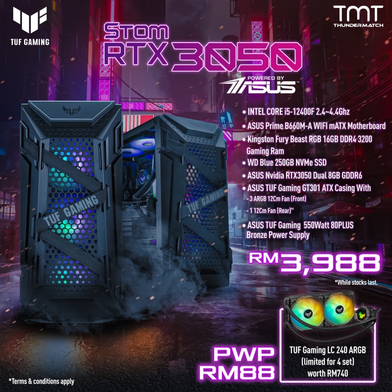 (Ready Stock) Stom ASUS RTX 3050 Custom PC Package i5-12400F + RTX 3050